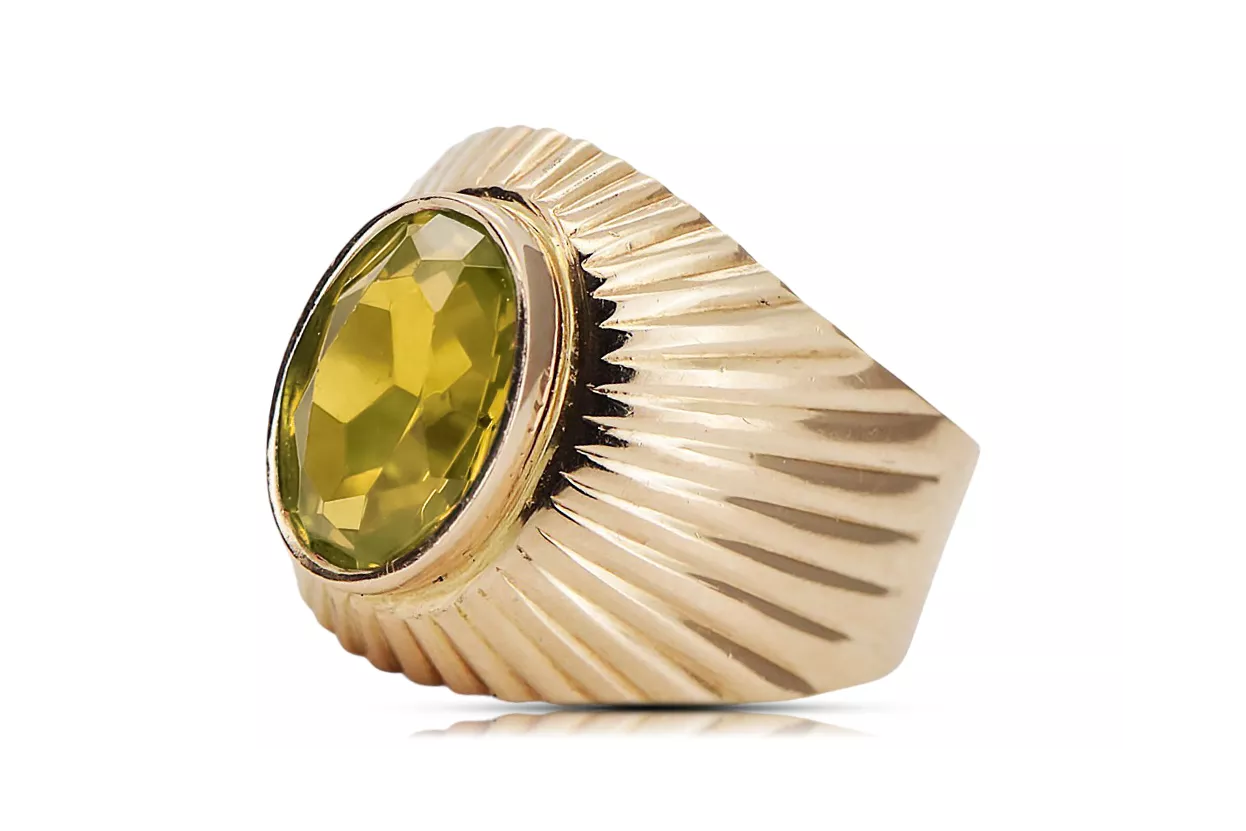 Žlutý Perydot Original Vintage 14k vinobraní kroužek vinobraní Vrc127r